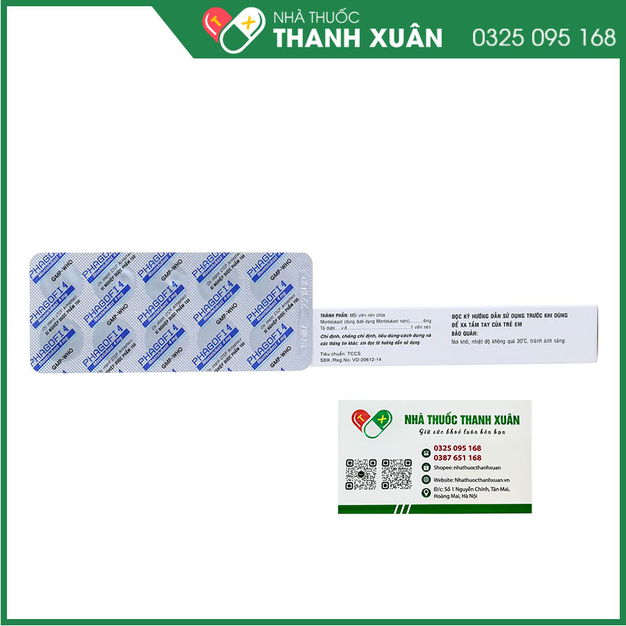 Thuốc Phagofi 4 giúp hỗ trợ và dự phòng hen phế quản cấp và mãn tính, hỗ trợ điều trị viêm mũi dị ứng